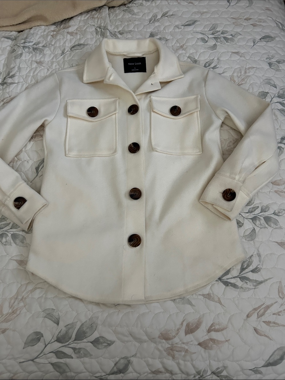 New Look Cream Button-Front Utility Jacket